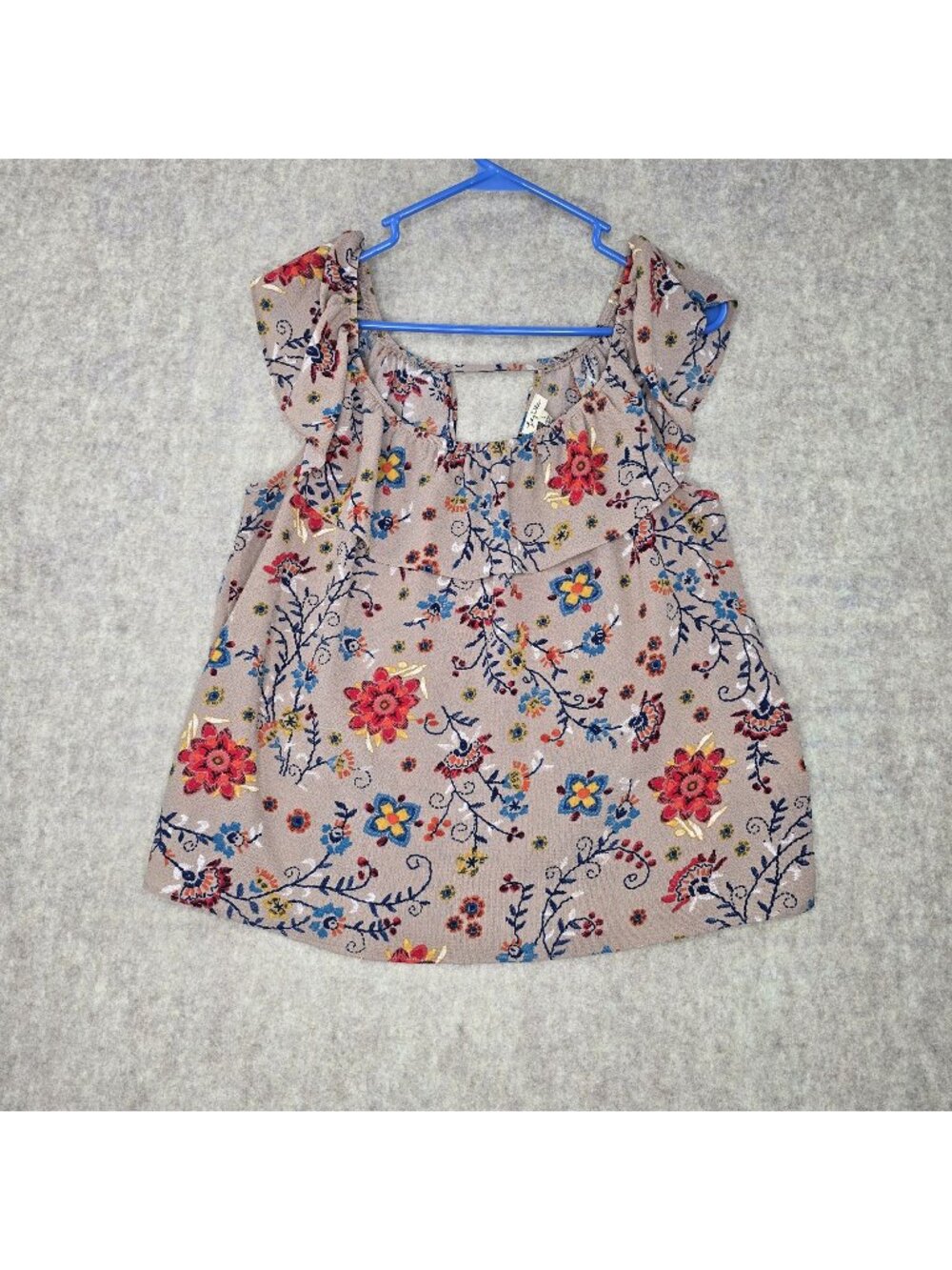 Lily White Sleeveless Floral Blouse Multi-Color Size Large Lightweight Casual